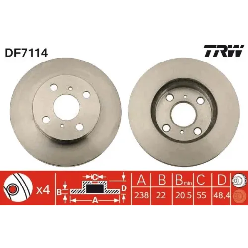Féktárcsa - TRW (DF7114)
