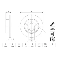 Féktárcsa Vw P. California/Crafter/Multivan 1,4-2,0 16- - BOSCH (0986479J83)
