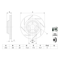Féktárcsa Chrysler T. 300C 2,7-6,1 04-10 - BOSCH (0986479J95)