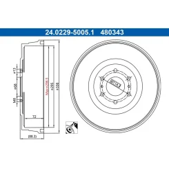 Fékdob Renault T. Alaskan 2,3 Dci 17- - ATE (24.0229-5005.1)
