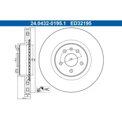 Féktárcsa Tesla P. Model S/X 12- - ATE (24.0432-0195.1)