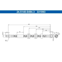 Fékcső Db P. C205/C253/W205/X253 2,0-3,0 4-Matic 15-23 Bal/Jobb - ATE (24.5140-0494.3)