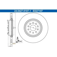 Féktárcsa Audi P. Q4 E-Tron 21- - ATE (24.0427-0107.1)