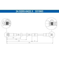 Fékcső Audi P. A8 2,8-6,0 02-10 Bal/Jobb - ATE (24.5205-0422.3)