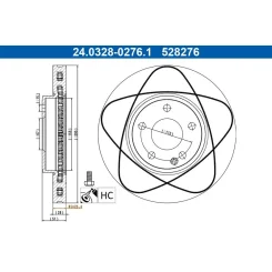 Féktárcsa Db P. C117/X117/W176/W246/X156 1,5-2,2 Cdi 11-19 Power Disc - ATE (24.0328-0276.1)