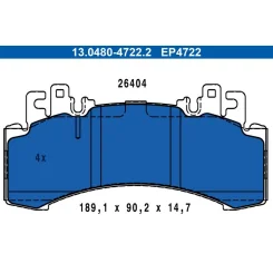 Fékbetétkészlet, Tárcsafék Db T. Eqe/Eqs V295/V297/X294/X296 21- - ATE (13.0480-4722.2)