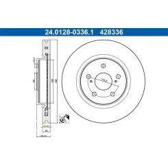 Féktárcsa Toyota P. Camry/Corolla/Rav 4 1,8-2,5 17- - ATE (24.0128-0336.1)