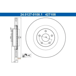 Féktárcsa Ford P. Focus/Kuga 2,0-2,5 19- - ATE (24.0127-0108.1)
