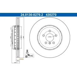 Féktárcsa Bmw P. 2/3/4/5/6/7/X3/X4/X5/X6 2,0-3,0 15- - ATE (24.0130-0270.2)