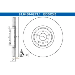 Féktárcsa Polestar P. 2 Ev 19- - ATE (24.0430-0243.1)