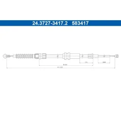 Huzal, Rögzítőfék Vw T. Caddy 1,2-2,0 04-15 Bal/Jobb - ATE (24.3727-3417.2)