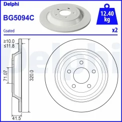 Féktárcsa Ford T. Mustang 2,3-5,0 15-18 - DELPHI (BG5094C)