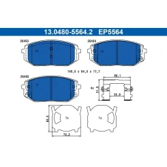 Fékbetétkészlet, Tárcsafék Kia P. Ev6 21- - ATE (13.0480-5564.2)