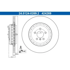 Féktárcsa Bmw T. 5/7/8/X5/X6/X7 2,0-4,4 17- Jobb - ATE (24.0124-0269.2)