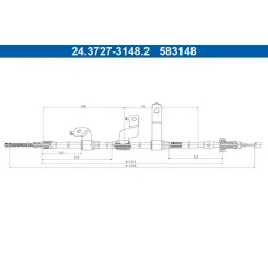 Huzal, Rögzítőfék Hyundai T. I20 1,0-1,4 14-21 Bal - ATE (24.3727-3148.2)