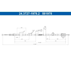 Huzal, Rögzítőfék Toyota T. Prius 1,8 Hybrid 09-16 Bal - ATE (24.3727-1978.2)