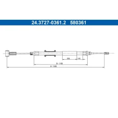 Huzal, Rögzítőfék Citroen T. Jumper 2,2-3,0 Hdi 06-14 Bal/Jobb - ATE (24.3727-0361.2)