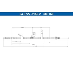 Huzal, Rögzítőfék Hyundai T. I20 1,0-1,4 14-21 Bal - ATE (24.3727-3150.2)