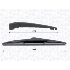 Törlőkarkészlet, Szélvédő Tisztítás 305Mm Citroen C4 I 11.04-07.11 Hátsó - MAGNETI MARELLI (WRQ0478)