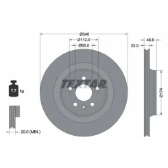 Féktárcsa Mg T. Mg 4 Ev 4X4 22- - TEXTAR (92355003)