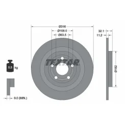 Féktárcsa Ford T. Mustang Mach-E Ev 20- - TEXTAR (92355403)