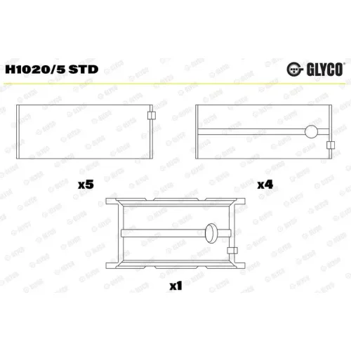 Főtengelycsapágy - GLYCO (H1020/5 STD)