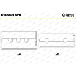 Főtengelycsapágy - GLYCO (H1039/3 STD)