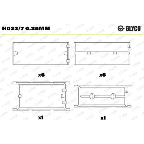 Főtengelycsapágy - GLYCO (H023/7 0.25MM)