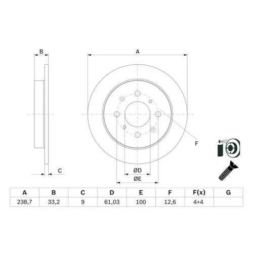 Féktárcsa - BOSCH (0986479F34)
