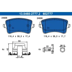 Fékbetétkészlet, Tárcsafék Audi T. A4/A5/Q5 1,8-3,2 07-17 - ATE (13.0460-2777.2)