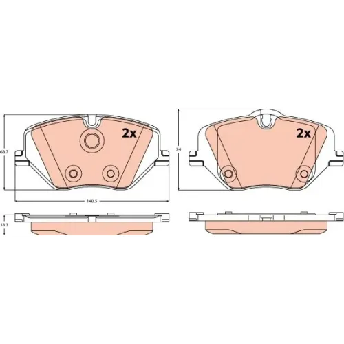 Fékbetétkészlet, Tárcsafék Bmw P. 2/5/X1 1,5-2,0 21- - TRW (GDB2608)