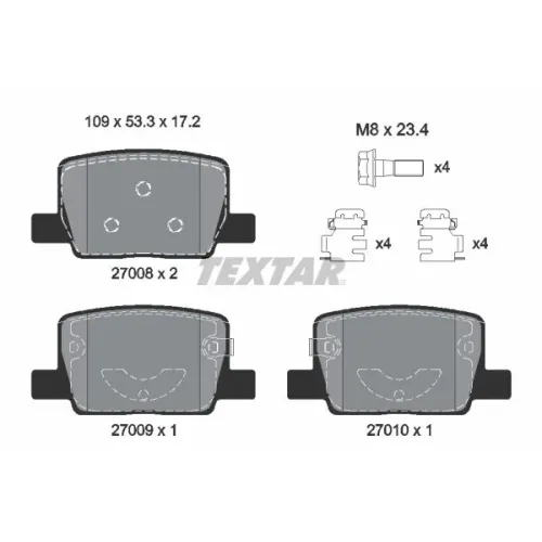 Fékbetétkészlet, Tárcsafék Volvo T. Ex30 23- - TEXTAR (2700801)