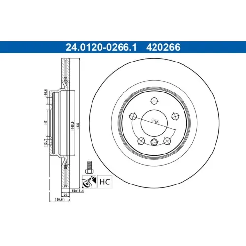 Féktárcsa Bmw T. 1/2/X2 2,0 18- - ATE (24.0120-0266.1)