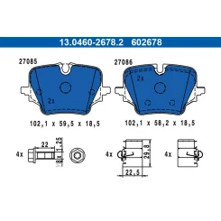 Fékbetétkészlet, Tárcsafék Bmw T. 1/2/X1/X2 1,5-2,0 22- - ATE (13.0460-2678.2)