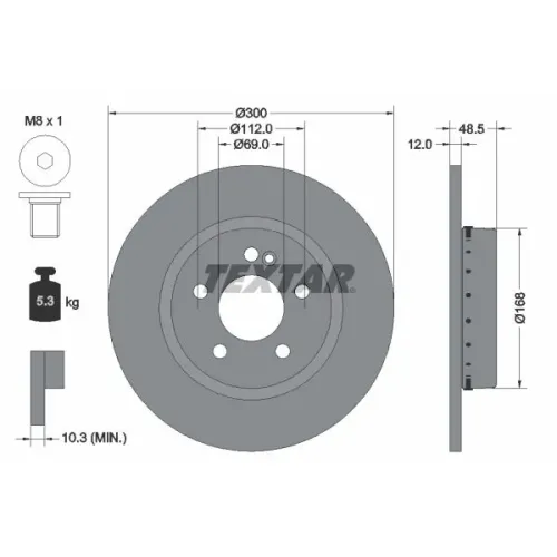 Féktárcsa Db T. W205/S205/C205/A205 1,5-2,2 14-23 - TEXTAR (92357925)