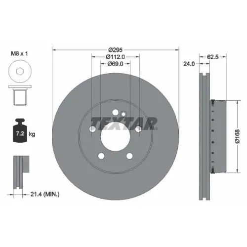 Féktárcsa Db P. W205/S205/C205/A205 1,5-2,2 14-23 - TEXTAR (92358725)