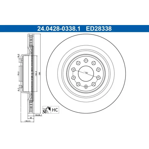 Féktárcsa Tesla T. Model S/X 12-26 - ATE (24.0428-0338.1)