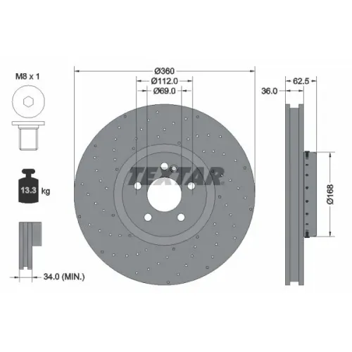 Féktárcsa Db P. C238/C257/X253/C253/W213 2,0-3,5 4-Matic 15- - TEXTAR (92358125)