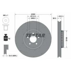 Féktárcsa Db P. C238/C257/X253/C253/W213 2,0-3,5 4-Matic 15- - TEXTAR (92358125)
