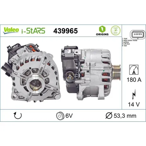 Rozrusznikoalternator Citroen: Berlingo 1.6 Bluehdi 100, Berlingo 1.6 Bluehdi 120, Berlingo 1.6 Bluehdi 75,Peugeot: 3008 1.6 Blue - VALEO (VAL439965)