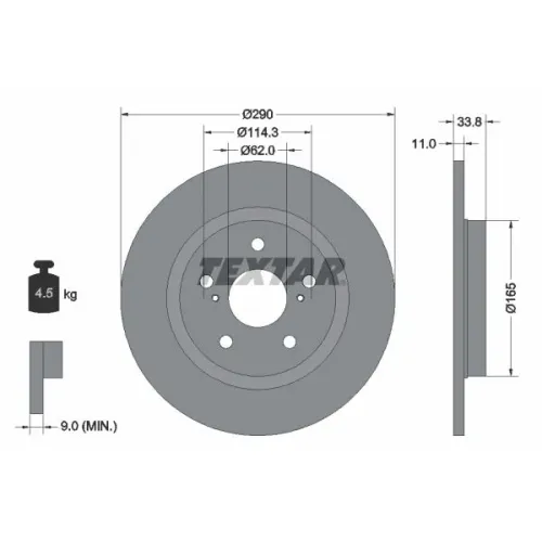 Féktárcsa Toyota T. Avensis 1,6-2,2 D-4D 08-18 - TEXTAR (92195203)